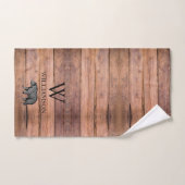 Rustic Monogram Wood Bear Familienname Badhandtuch Set (Handtuch)
