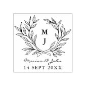 Rustic Monogram Wreath Custom Wedding Gummistempel (Prägung)