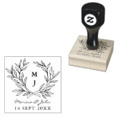 Rustic Monogram Wreath Custom Wedding Gummistempel (Stempel)