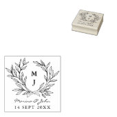 Rustic Monogram Wreath Custom Wedding Gummistempel (Stempel)