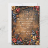 Rustic Moody Autumn Floral Bridal Shower Einladung (Vorderseite)
