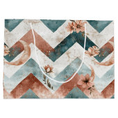 Rustic Moon Blumen Chevron Erdige Musterung (5) Große Geschenktüte (Rückseite)