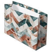 Rustic Moon Blumen Chevron Erdige Musterung (5) Große Geschenktüte (Vorderseite Schrägansicht)