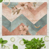 Rustic Moon Blumen Chevron Erdiges Muster (10) Geschirrtuch (Gefaltet)