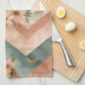 Rustic Moon Blumen Chevron Erdiges Muster (10) Geschirrtuch (Viertel Falte)
