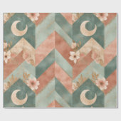 Rustic Moon Blumen Chevron Erdiges Muster (7) Geschenkpapier (Flach)