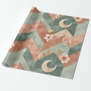 Rustic Moon Blumen Chevron Erdiges Muster (7) Geschenkpapier