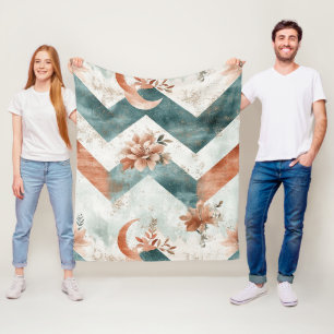 Rustic Moon Blumen Chevron Erdmuster (3) Fleecedecke