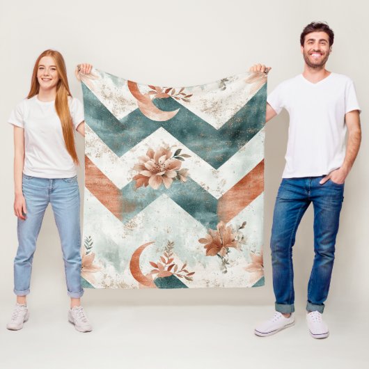 Rustic Moon Blumen Chevron Erdmuster (3) Fleecedecke (Beispiel)