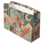 Rustic Moon Blumen Chevron Erdmuster (7) Große Geschenktüte (Rückseite Schrägansicht)