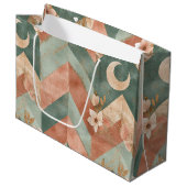 Rustic Moon Blumen Chevron Erdmuster (7) Große Geschenktüte (Vorderseite Schrägansicht)