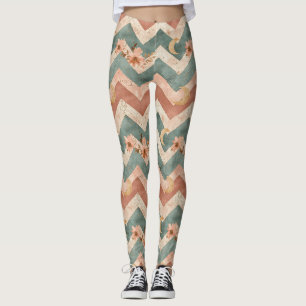 Rustic Moon Blumen Chevron Erdmuster (7) Leggings