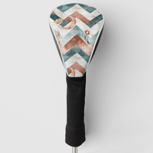 Rustic Moon Blumen-Chevron-Muster Erde (5) Golf Headcover (Vorderseite)