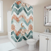 Rustic Moon Blumen-Chevron-Muster erdige (4) Duschvorhang (Beispiel)