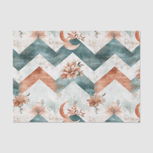 Rustic Moon Blumen-Chevron-Muster erdige Muster (3 Seidenpapier (Vorderseite)