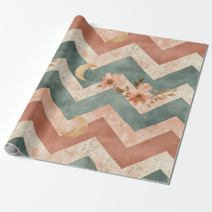 Rustic Moon Blumen-Chevron-Muster erdige Muster (6 Geschenkpapier