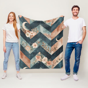 Rustic Moon Blumen-Chevron-Muster erdige Muster (9 Fleecedecke