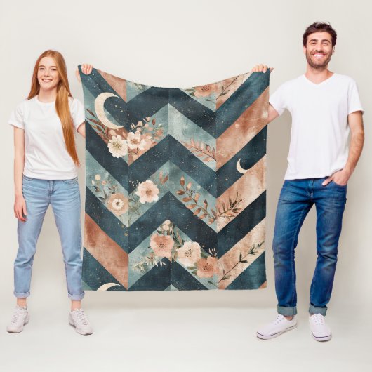 Rustic Moon Blumen-Chevron-Muster erdige Muster (9 Fleecedecke (Beispiel)