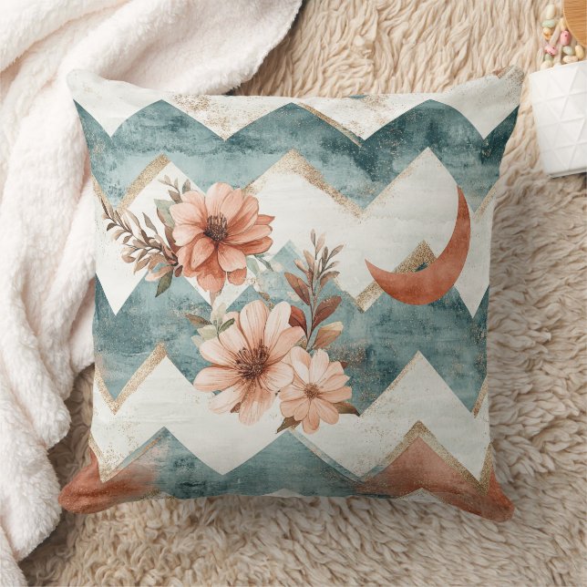 Rustic Moon Floral Chevron Earthy Pattern (1) Kissen (Decke)