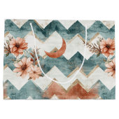Rustic Moon Floral Chevron Erdiges Muster (1) Große Geschenktüte (Rückseite)