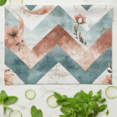 Rustic Moon Florales Chevron Erdmuster (5) Geschirrtuch (Gefaltet)
