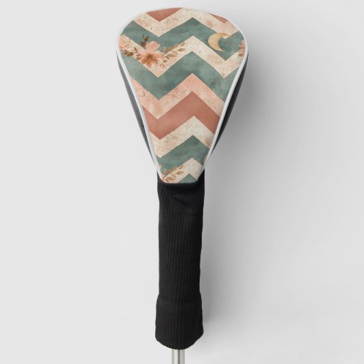 Rustic Moon Florales Chevron Erdmuster (6) Golf Headcover (Vorderseite)