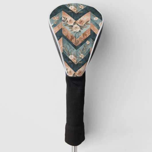Rustic Moon Florales Chevron Erdmuster (8) Golf Headcover (Vorderseite)