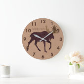 Rustic Moose Faux Leather-Look Name Große Wanduhr (Zuhause)