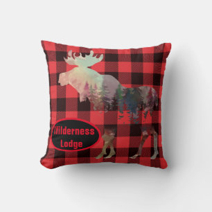 Rustic Moose Red Buffalo Karo Name Ferienhaus Kissen