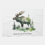 Rustic Moose "Warm Hearts & Full Mugs" custom Geschirrtuch (Horizontal)