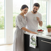 Rustic Moose "Warm Hearts & Full Mugs" custom Geschirrtuch