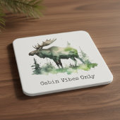 Rustic Mossy Moose Wildlife | Custom Family Cabin  Rechteckiger Pappuntersetzer