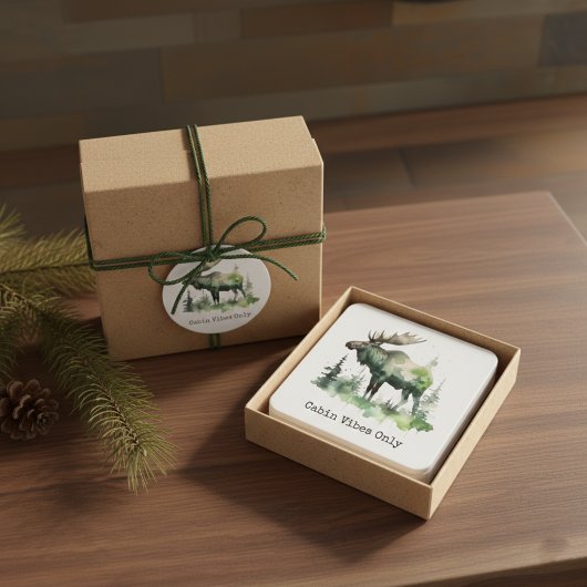 Rustic Mossy Moose Wildlife | Custom Family Cabin  Rechteckiger Pappuntersetzer