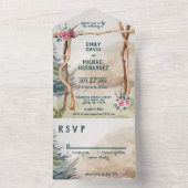 Rustic Mountain Arbor Evergreen Wedding All In One Einladung (Innen Boden)