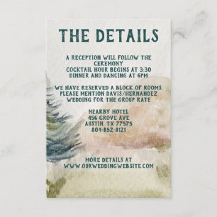 Rustic Mountain Arbor Evergreen Wedding Begleitkarte