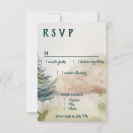Rustic Mountain Arbor Evergreen Wedding Menu UAWG RSVP Karte