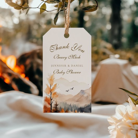 Rustic Mountain Autumn Beary Vielen Dank Geschenkanhänger