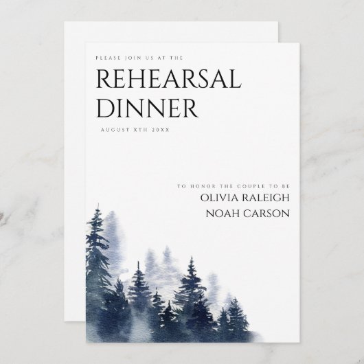 Rustic Mountain Boho Probe Dinner Einladung (Vorne/Hinten)