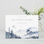 Rustic Mountain Boho Probe Dinner Einladung (Stehend Vorderseite)