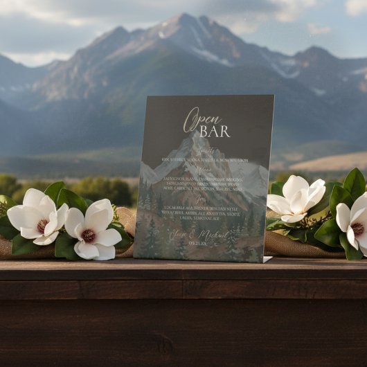Rustic Mountain Brown Open Bar Wedding  Sockelschild