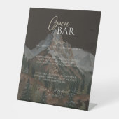 Rustic Mountain Brown Open Bar Wedding  Sockelschild (Vorderseite)