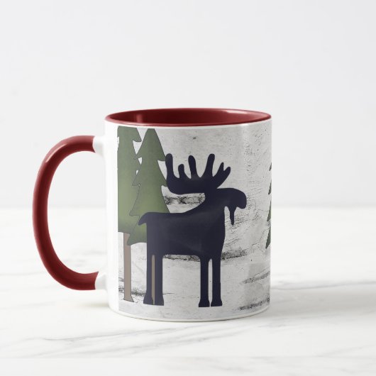 Rustic Mountain Country Silhouette Moose on Birch Tasse (Links)