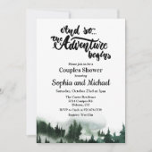 Rustic Mountain Forest Couples Dusche Einladung (Vorderseite)