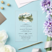 Rustic Mountain Forest Lake Budget QR Code Wedding Acryleinladungen (In Situ (Hochzeit))
