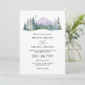Rustic Mountain Forest Landscape QR Code Wedding Einladung (Stehend Vorderseite)