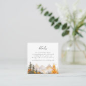 Rustic Mountain Forest QR Code Wedding Details Begleitkarte (Stehend Vorderseite)