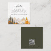 Rustic Mountain Forest QR Code Wedding Details Begleitkarte (Vorne/Hinten)