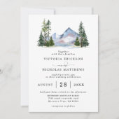 Rustic Mountain Forest Tree Budget QR Code Wedding Einladung (Vorderseite)