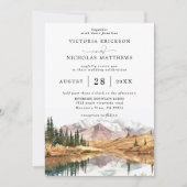Rustic Mountain Forest Tree Budget QR Code Wedding Einladung (Vorderseite)