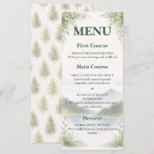 Rustic Mountain Forest Watercolor Wedding Menu Menükarte (Vorne/Hinten)